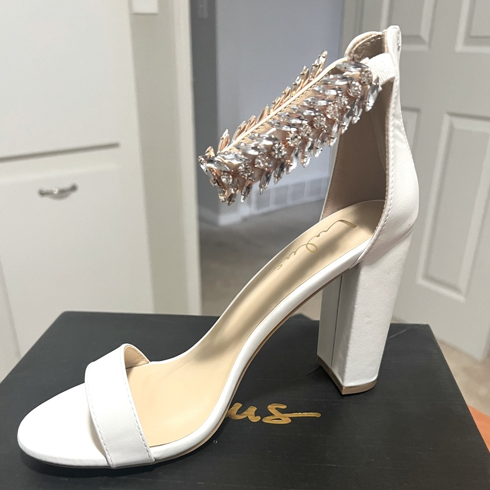 Mylan White Ankle Heels